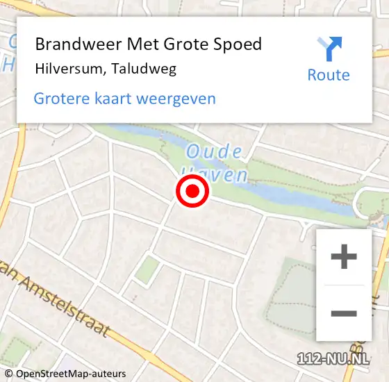 Locatie op kaart van de 112 melding: Brandweer Met Grote Spoed Naar Hilversum, Taludweg op 4 juni 2020 15:19