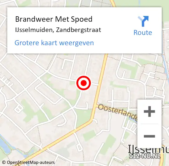 Locatie op kaart van de 112 melding: Brandweer Met Spoed Naar IJsselmuiden, Zandbergstraat op 4 juni 2020 15:35