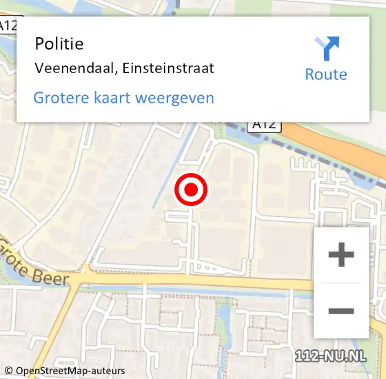 Locatie op kaart van de 112 melding: Politie Veenendaal, Einsteinstraat op 4 juni 2020 16:07