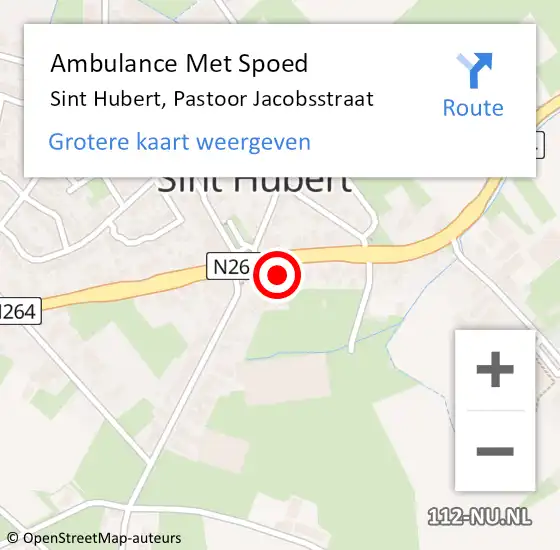 Locatie op kaart van de 112 melding: Ambulance Met Spoed Naar Sint Hubert, Pastoor Jacobsstraat op 4 juni 2020 16:24