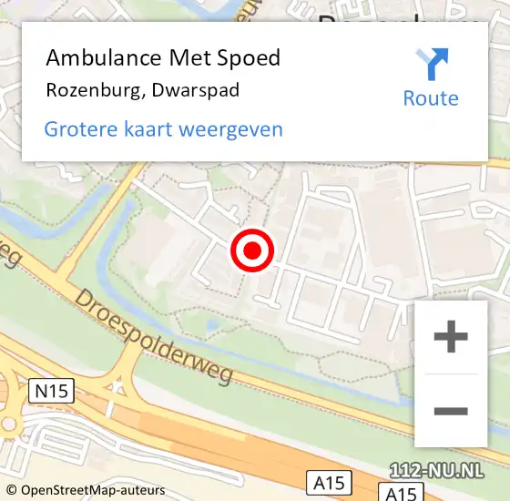 Locatie op kaart van de 112 melding: Ambulance Met Spoed Naar Rozenburg, Dwarspad op 4 juni 2020 16:45