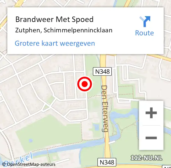 Locatie op kaart van de 112 melding: Brandweer Met Spoed Naar Zutphen, Schimmelpennincklaan op 4 juni 2020 17:56
