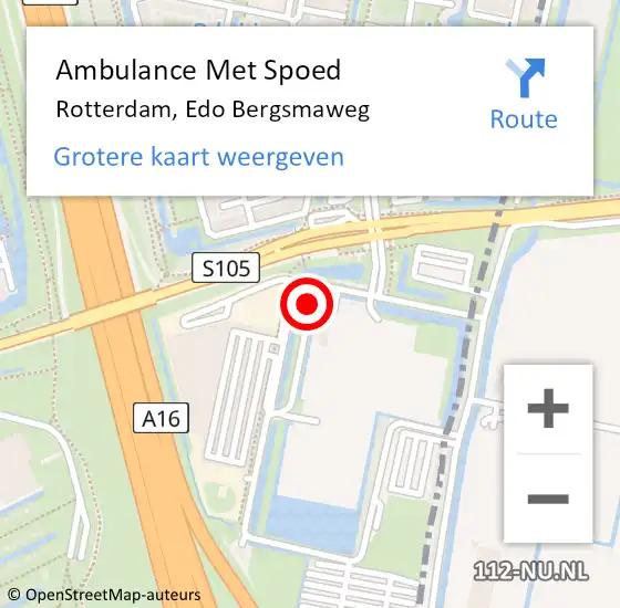 Locatie op kaart van de 112 melding: Ambulance Met Spoed Naar Rotterdam, Edo Bergsmaweg op 4 juni 2020 18:51