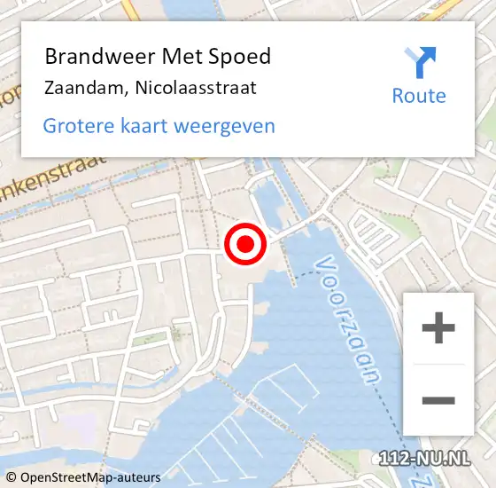 Locatie op kaart van de 112 melding: Brandweer Met Spoed Naar Zaandam, Nicolaasstraat op 4 juni 2020 19:15