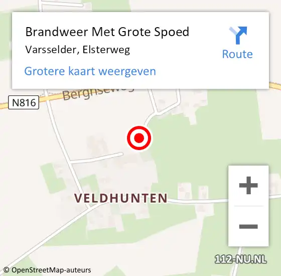 Locatie op kaart van de 112 melding: Brandweer Met Grote Spoed Naar Varsselder, Elsterweg op 4 juni 2020 19:16