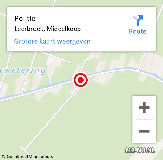 Locatie op kaart van de 112 melding: Politie Leerbroek, Middelkoop op 4 juni 2020 19:26