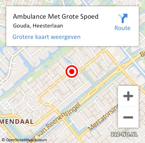 Locatie op kaart van de 112 melding: Ambulance Met Grote Spoed Naar Gouda, Heesterlaan op 4 juni 2020 19:56