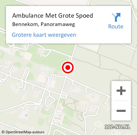 Locatie op kaart van de 112 melding: Ambulance Met Grote Spoed Naar Bennekom, Panoramaweg op 4 juni 2020 20:36