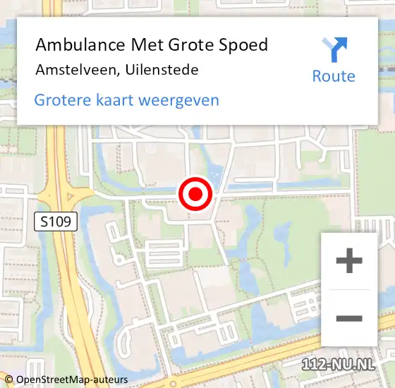 Locatie op kaart van de 112 melding: Ambulance Met Grote Spoed Naar Amstelveen, Uilenstede op 4 juni 2020 21:32