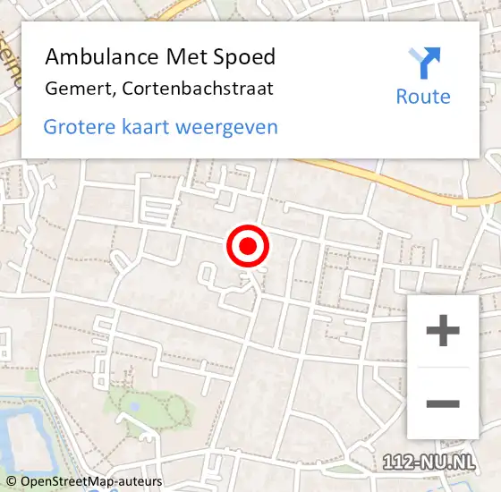 Locatie op kaart van de 112 melding: Ambulance Met Spoed Naar Gemert, Cortenbachstraat op 4 juni 2020 22:42