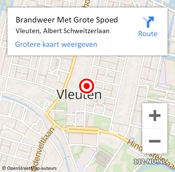 Locatie op kaart van de 112 melding: Brandweer Met Grote Spoed Naar Vleuten, Albert Schweitzerlaan op 4 juni 2020 23:14