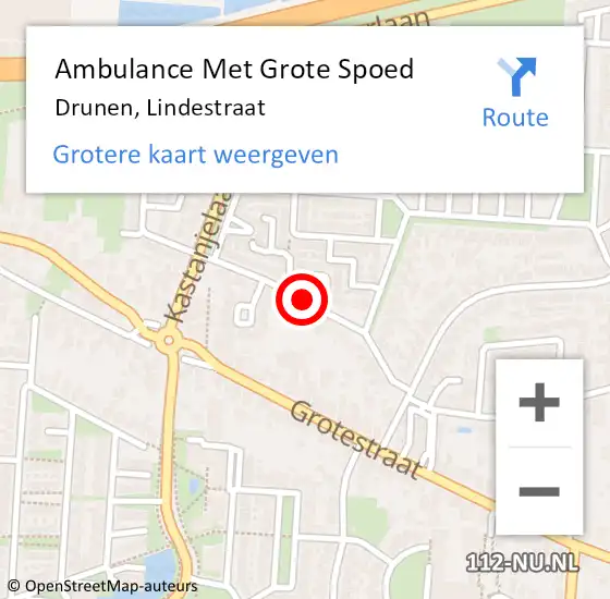 Locatie op kaart van de 112 melding: Ambulance Met Grote Spoed Naar Drunen, Lindestraat op 4 juni 2020 23:43