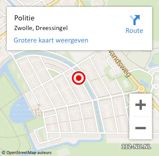 Locatie op kaart van de 112 melding: Politie Zwolle, Dreessingel op 5 juni 2020 00:09