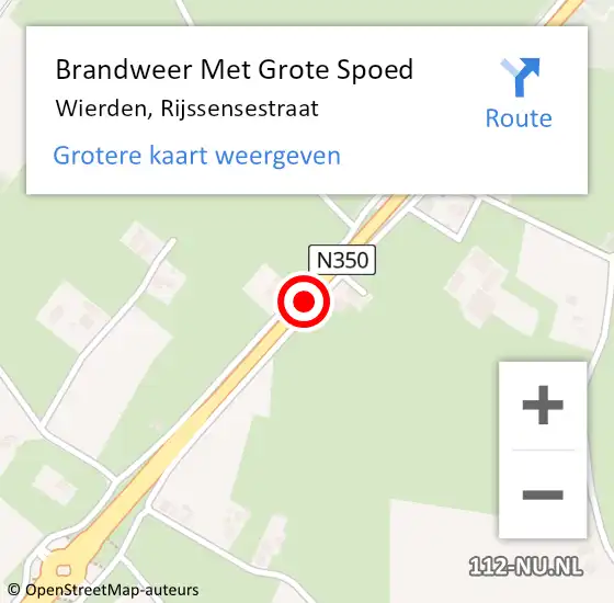 Locatie op kaart van de 112 melding: Brandweer Met Grote Spoed Naar Wierden, Rijssensestraat op 5 juni 2020 01:02