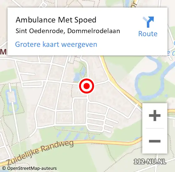 Locatie op kaart van de 112 melding: Ambulance Met Spoed Naar Sint Oedenrode, Dommelrodelaan op 5 juni 2020 04:35