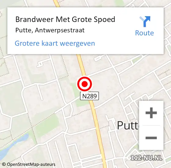 Locatie op kaart van de 112 melding: Brandweer Met Grote Spoed Naar Putte, Antwerpsestraat op 5 juni 2020 05:53