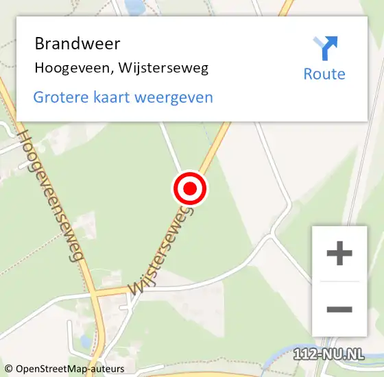 Locatie op kaart van de 112 melding: Brandweer Hoogeveen, Wijsterseweg op 5 juni 2020 06:24