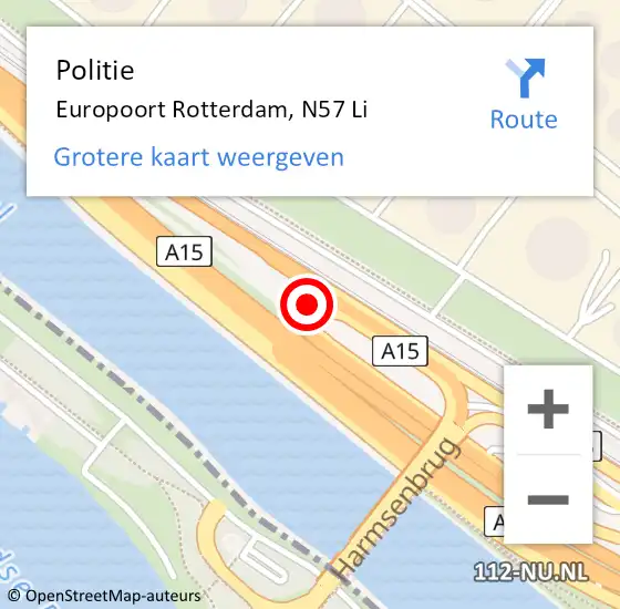 Locatie op kaart van de 112 melding: Politie Europoort Rotterdam, N57 Li op 5 juni 2020 07:33