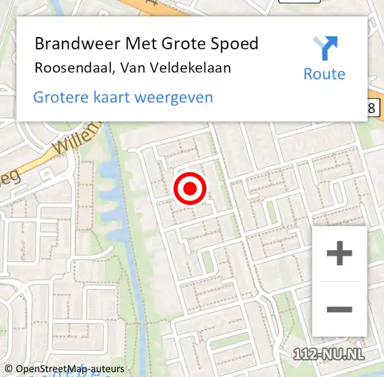 Locatie op kaart van de 112 melding: Brandweer Met Grote Spoed Naar Roosendaal, Van Veldekelaan op 5 juni 2020 08:24