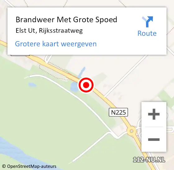 Locatie op kaart van de 112 melding: Brandweer Met Grote Spoed Naar Elst Ut, Rijksstraatweg op 5 juni 2020 08:25