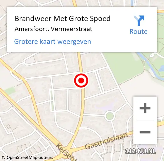 Locatie op kaart van de 112 melding: Brandweer Met Grote Spoed Naar Amersfoort, Vermeerstraat op 5 juni 2020 10:30