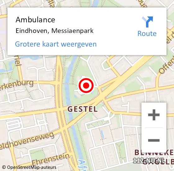 Locatie op kaart van de 112 melding: Ambulance Eindhoven, Messiaenpark op 5 juni 2020 10:30