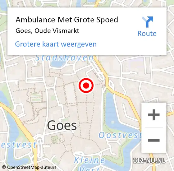 Locatie op kaart van de 112 melding: Ambulance Met Grote Spoed Naar Goes, Oude Vismarkt op 5 juni 2020 11:00