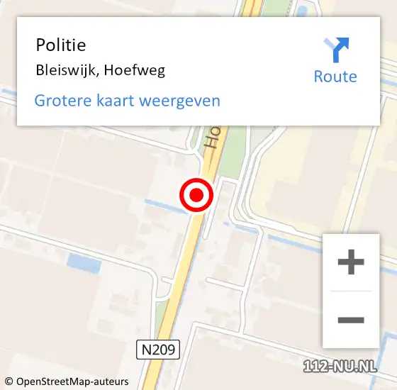 Locatie op kaart van de 112 melding: Politie Bleiswijk, Hoefweg op 5 juni 2020 12:09
