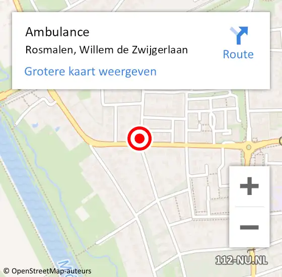 Locatie op kaart van de 112 melding: Ambulance Rosmalen, Willem de Zwijgerlaan op 5 juni 2020 13:22