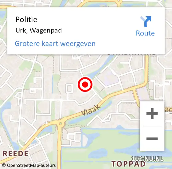 Locatie op kaart van de 112 melding: Politie Urk, Wagenpad op 8 mei 2014 18:24