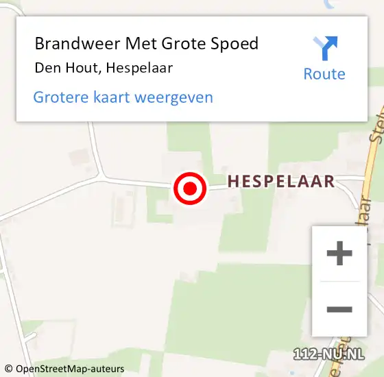 Locatie op kaart van de 112 melding: Brandweer Met Grote Spoed Naar Den Hout, Hespelaar op 5 juni 2020 14:14