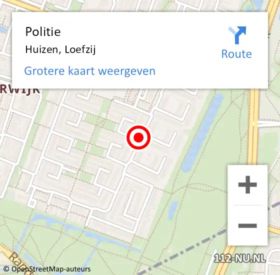 Locatie op kaart van de 112 melding: Politie Huizen, Loefzij op 5 juni 2020 15:44