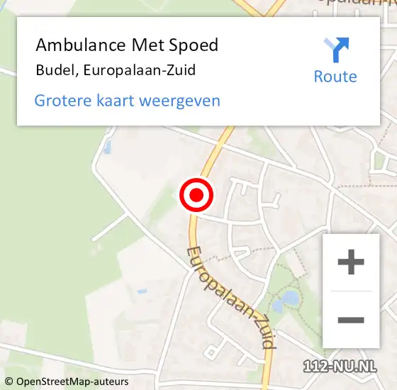 Locatie op kaart van de 112 melding: Ambulance Met Spoed Naar Budel, Europalaan-Zuid op 5 juni 2020 16:13