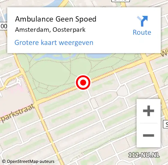 Locatie op kaart van de 112 melding: Ambulance Geen Spoed Naar Amsterdam, Oosterpark op 5 juni 2020 16:54