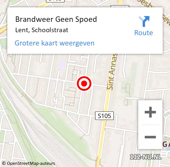 Locatie op kaart van de 112 melding: Brandweer Geen Spoed Naar Lent, Schoolstraat op 5 juni 2020 17:04