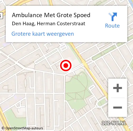 Locatie op kaart van de 112 melding: Ambulance Met Grote Spoed Naar Den Haag, Herman Costerstraat op 5 juni 2020 17:29