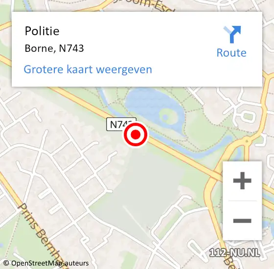 Locatie op kaart van de 112 melding: Politie Borne, N743 op 5 juni 2020 17:44