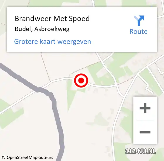 Locatie op kaart van de 112 melding: Brandweer Met Spoed Naar Budel, Asbroekweg op 5 juni 2020 18:15