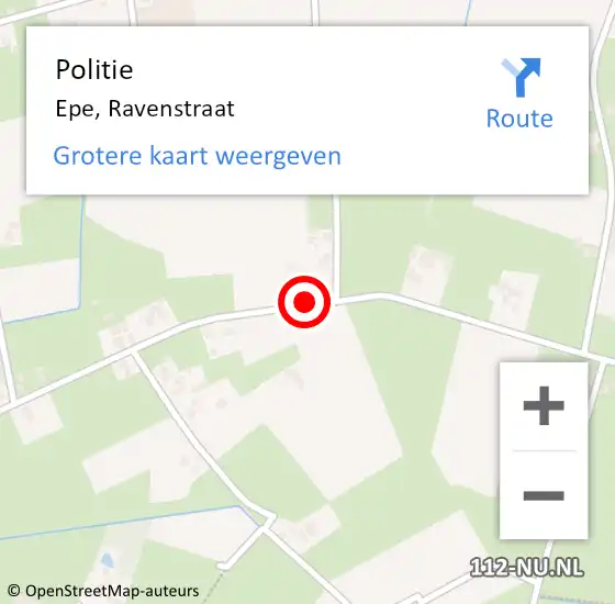 Locatie op kaart van de 112 melding: Politie Epe, Ravenstraat op 5 juni 2020 19:07