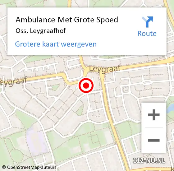 Locatie op kaart van de 112 melding: Ambulance Met Grote Spoed Naar Oss, Leygraafhof op 5 juni 2020 19:10