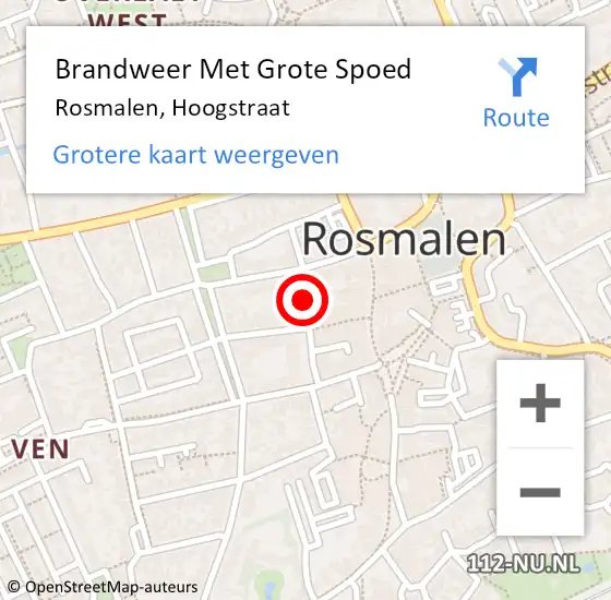 Locatie op kaart van de 112 melding: Brandweer Met Grote Spoed Naar Rosmalen, Hoogstraat op 5 juni 2020 19:29