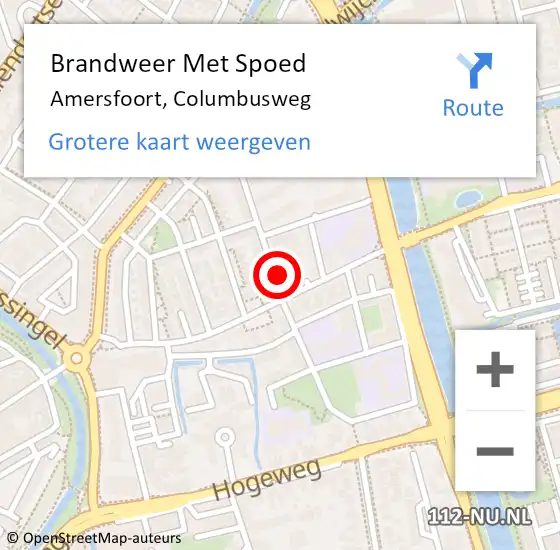 Locatie op kaart van de 112 melding: Brandweer Met Spoed Naar Amersfoort, Columbusweg op 5 juni 2020 19:29