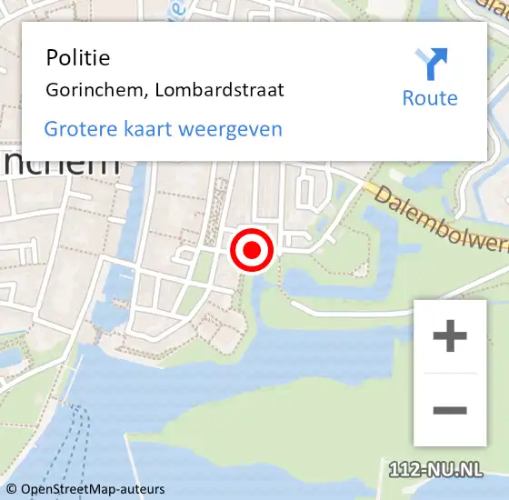 Locatie op kaart van de 112 melding: Politie Gorinchem, Lombardstraat op 5 juni 2020 20:26