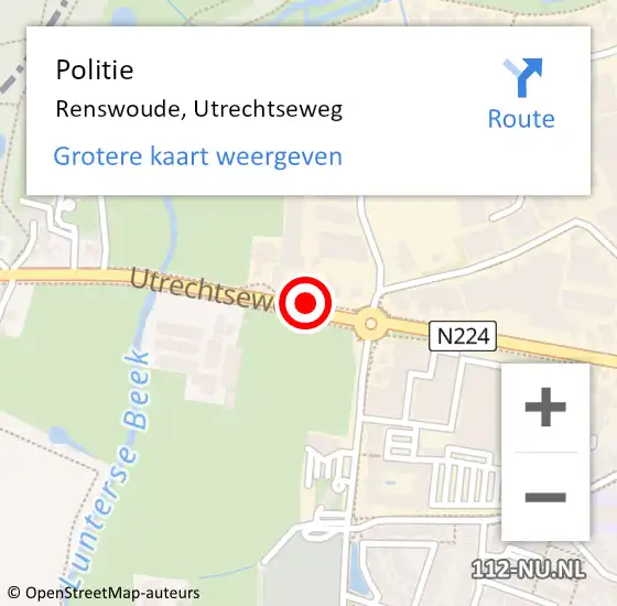 Locatie op kaart van de 112 melding: Politie Renswoude, Utrechtseweg op 5 juni 2020 20:48