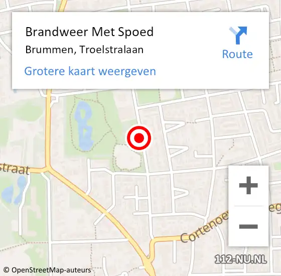 Locatie op kaart van de 112 melding: Brandweer Met Spoed Naar Brummen, Troelstralaan op 5 juni 2020 20:48