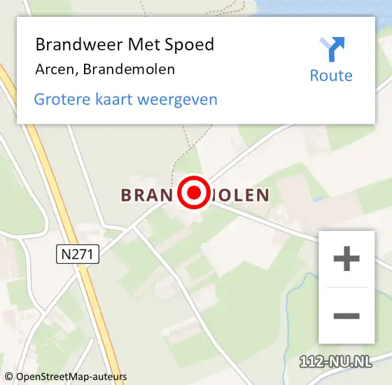 Locatie op kaart van de 112 melding: Brandweer Met Spoed Naar Arcen, Brandemolen op 5 juni 2020 20:54