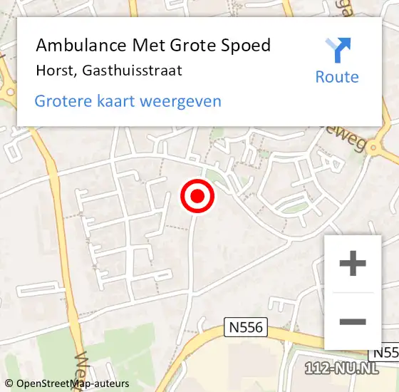 Locatie op kaart van de 112 melding: Ambulance Met Grote Spoed Naar Horst, Gasthuisstraat op 5 juni 2020 20:56