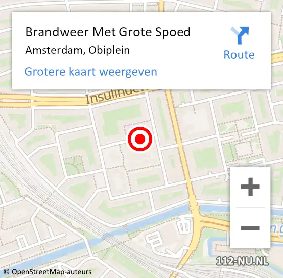 Locatie op kaart van de 112 melding: Brandweer Met Grote Spoed Naar Amsterdam, Obiplein op 5 juni 2020 21:48