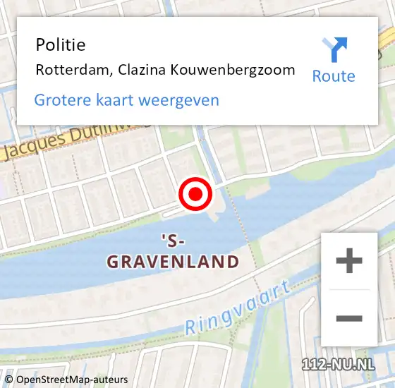 Locatie op kaart van de 112 melding: Politie Rotterdam, Clazina Kouwenbergzoom op 5 juni 2020 22:19