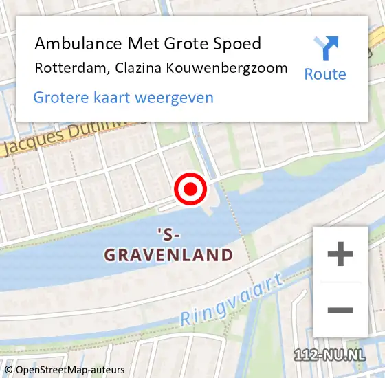 Locatie op kaart van de 112 melding: Ambulance Met Grote Spoed Naar Rotterdam, Clazina Kouwenbergzoom op 5 juni 2020 22:21